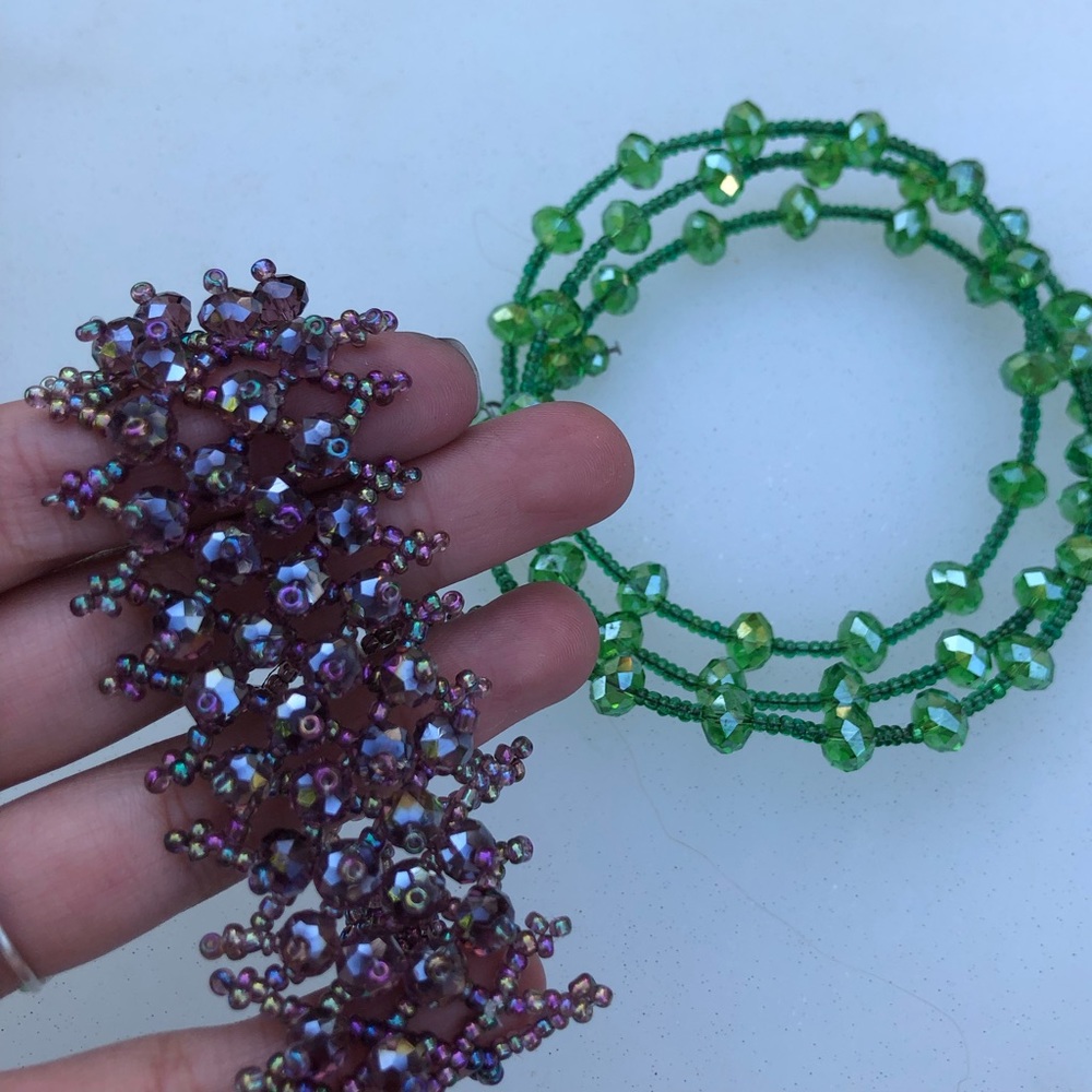Two vintage glass beaded bracelets